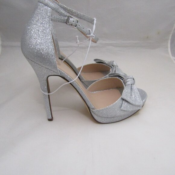 I. Miller Women's Heels 9.5 Silver Glittery Coquette Girl Feminine Party Evening - Picture 2 of 9